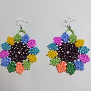 Handmade mexican seed bead Earrings multicolor